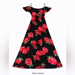Floral Maxi Dress with Red Flowers